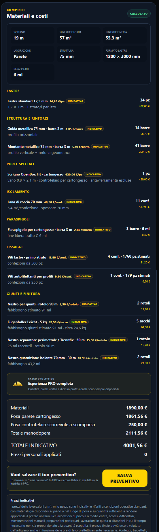IL PREVENTIVO È PRONTO